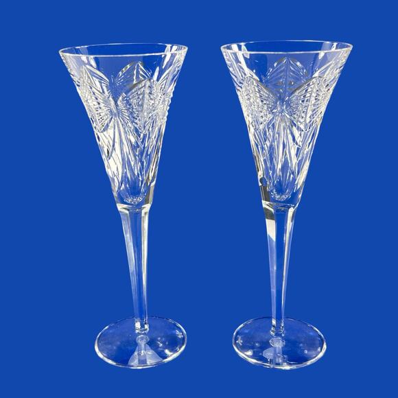 Waterford Crystal Happiness Champagne Toasting Flutes (2) Millennium Series # B - Picture 1 of 6